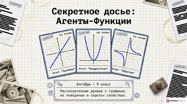 Обложка презентации к уроку «Графики функций: y = kx, y = kx + b, y=k/x, y=x³, y=vx, y=|x|»