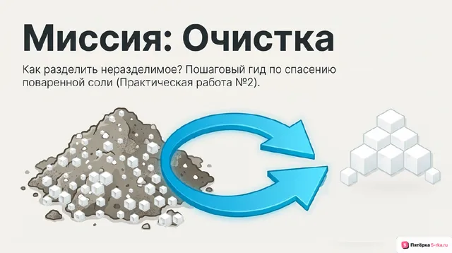 Обложка презентации к уроку «Практическая работа № 2 «Разделение смесей (на примере очистки поваренной соли)»»