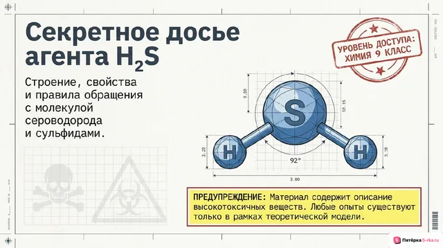 Обложка презентации к уроку «Сероводород, строение, физические и химические свойства»