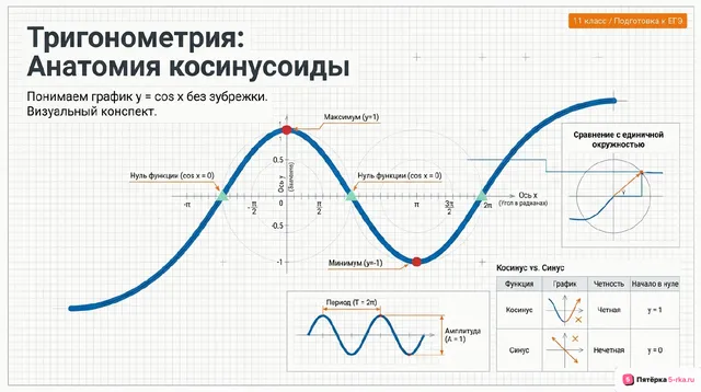 Обложка презентации к уроку «Тригонометрические функции, их свойства и графики»