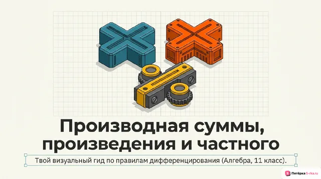 Обложка презентации к уроку «Производная суммы, произведения, частного функций»