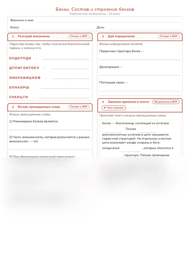 Начало рабочего листа