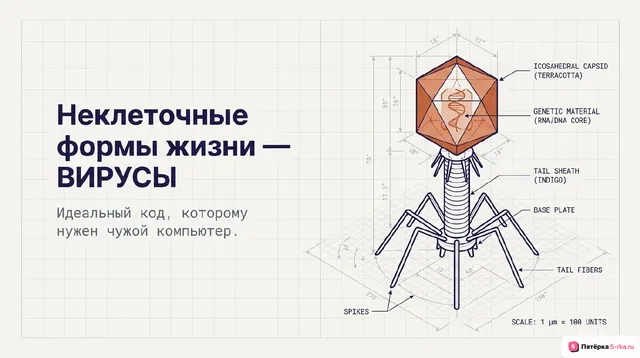 Обложка презентации к уроку «Неклеточные формы жизни — вирусы»