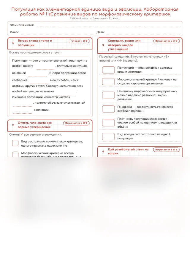 Начало рабочего листа