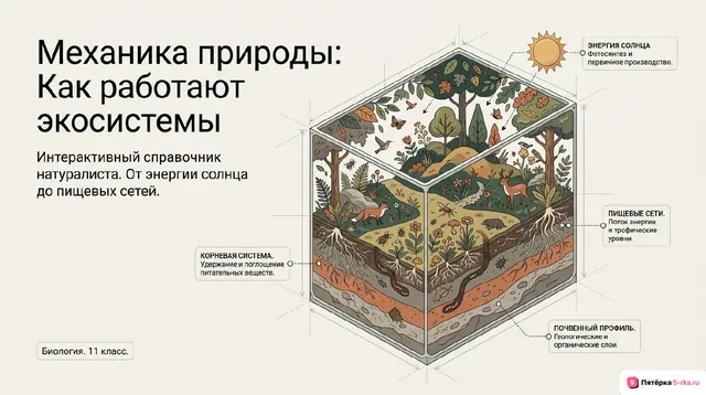Обложка презентации к уроку «Экологические системы (экосистемы)»
