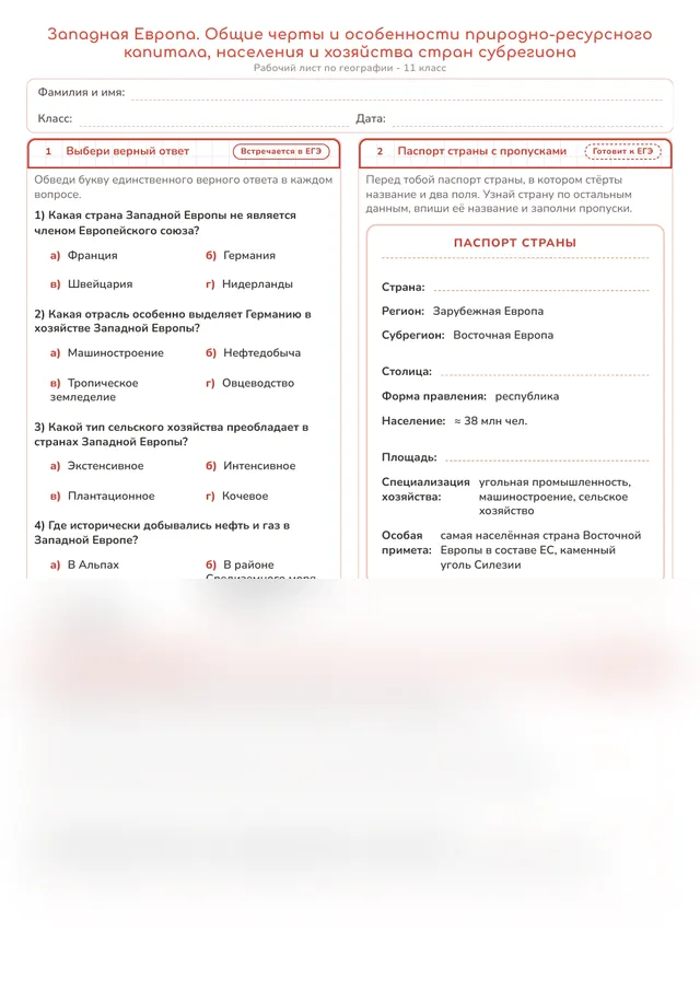 Начало рабочего листа