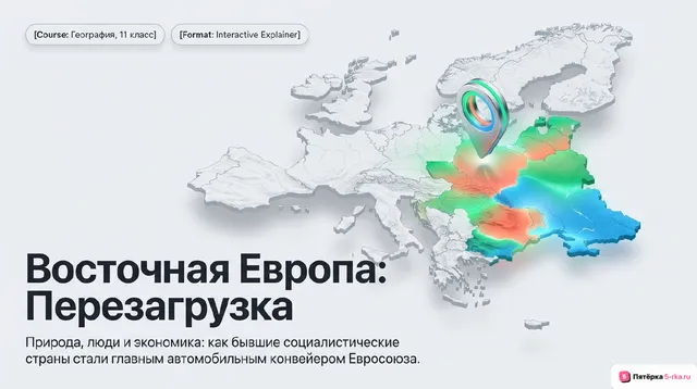 Обложка презентации к уроку «Восточная Европа: общие черты и особенности природно-ресурсного капитала, населения и хозяйства субрегиона»