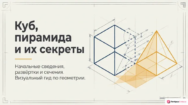 Обложка презентации к уроку «Начальные сведения о кубе и пирамиде, их развёртки и модели»