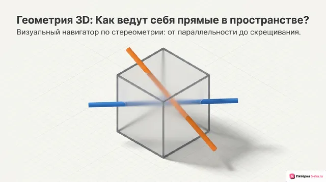 Обложка презентации к уроку «Взаимное расположение прямых в пространстве: пересекающиеся, параллельные и скрещивающиеся прямые»