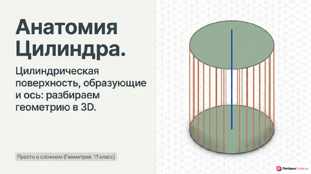 Обложка презентации к уроку «Цилиндрическая поверхность, образующие цилиндрической поверхности, ось цилиндрической поверхности»
