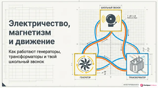 Обложка презентации к уроку «Устройство и практическое применение электрического звонка, генератора переменного тока, линий электропередач»
