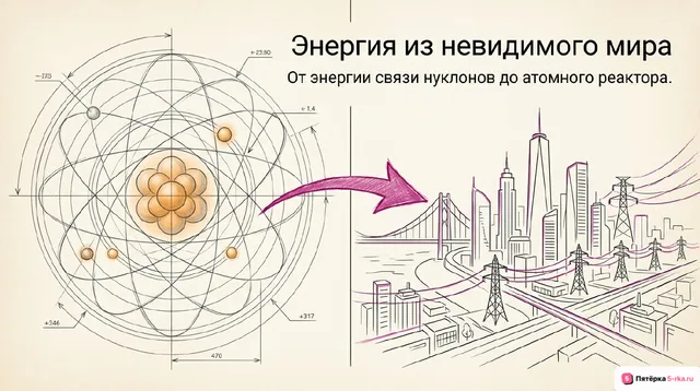 Обложка презентации к уроку «Энергия связи нуклонов в ядре»
