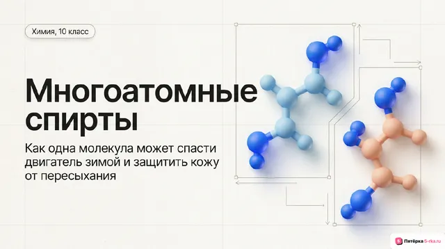 Обложка презентации к уроку «Многоатомные спирты: этиленгликоль и глицерин»