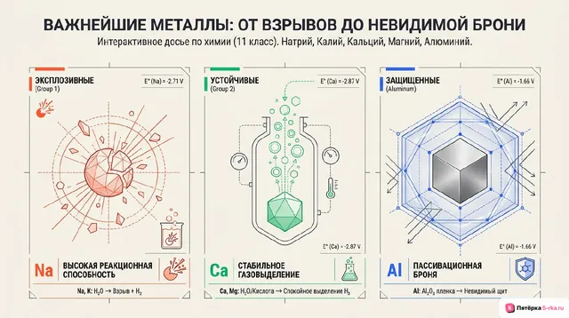 Обложка презентации к уроку «Химические свойства важнейших металлов (натрий, калий, кальций, магний, алюминий) и их соединений»