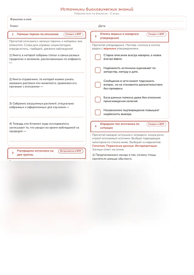 Начало рабочего листа