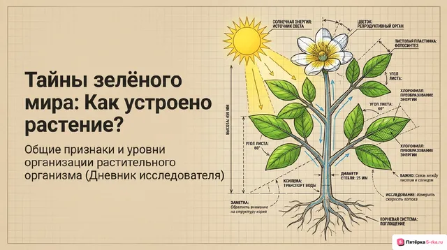 Обложка презентации к уроку «Общие признаки и уровни организации растительного организма»