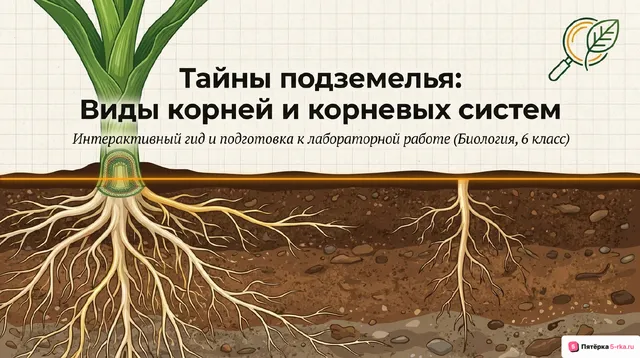 Обложка презентации к уроку «Виды корней и типы корневых систем»
