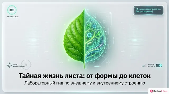 Обложка презентации к уроку «Внешнее и внутреннее строение листа»