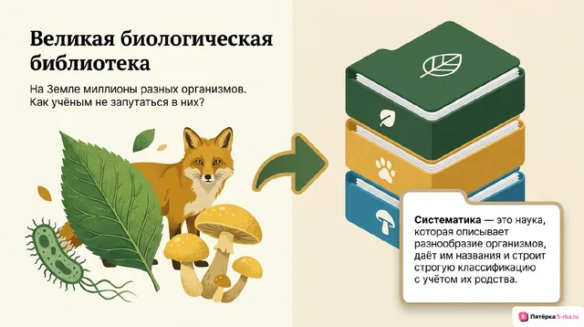 Обложка презентации к уроку «Многообразие организмов и их классификация»