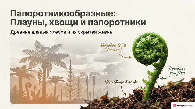 Обложка презентации к уроку «Общая характеристика папоротникообразных»