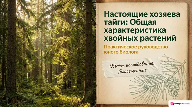 Обложка презентации к уроку «Общая характеристика хвойных растений»