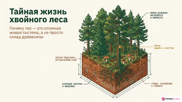 Обложка презентации к уроку «Значение хвойных растений в природе и жизни человека»