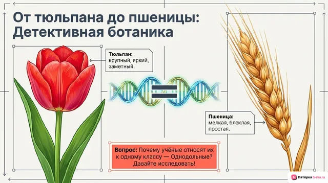 Обложка презентации к уроку «Характерные признаки семейств класса однодольные»