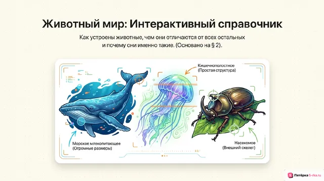 Обложка презентации к уроку «Общие признаки животных»