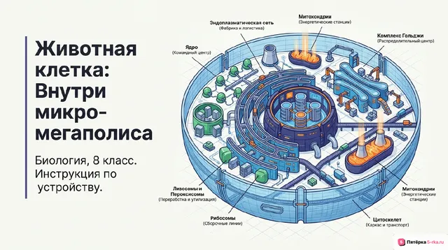 Обложка презентации к уроку «Строение и жизнедеятельность животной клетки»