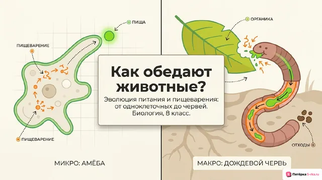Обложка презентации к уроку «Питание и пищеварение у простейших и беспозвоночных животных»