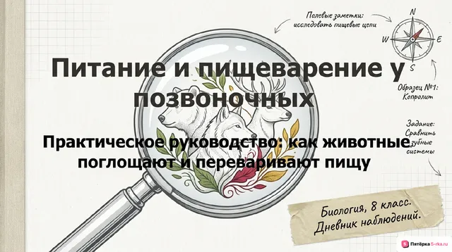Обложка презентации к уроку «Питание и пищеварение у позвоночных животных»