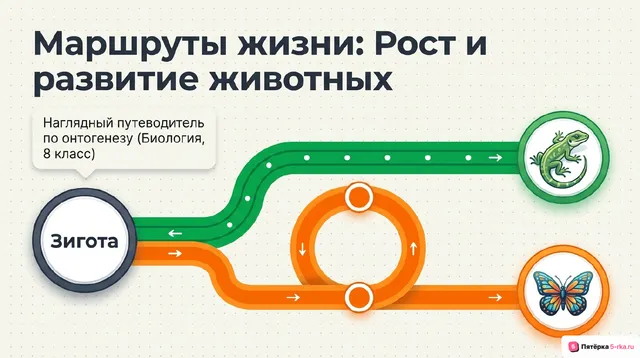 Обложка презентации к уроку «Рост и развитие животных»