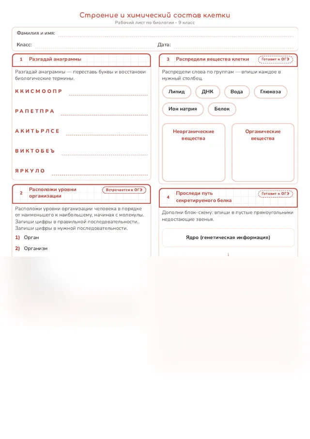 Начало рабочего листа