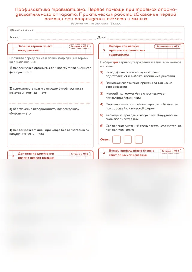 Начало рабочего листа