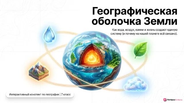 Обложка презентации к уроку «Географическая оболочка: особенности строения и свойства»