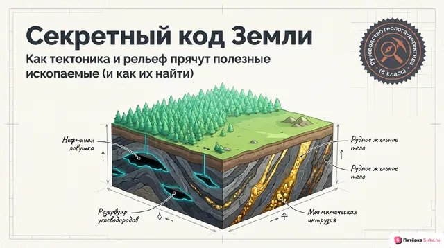Обложка презентации к уроку «Зависимость между тектоническим строением, рельефом и размещением основных групп полезных ископаемых по территории страны»
