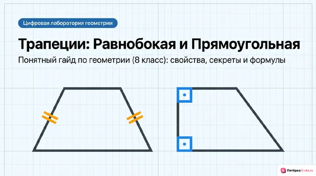 Обложка презентации к уроку «Равнобокая и прямоугольная трапеции»