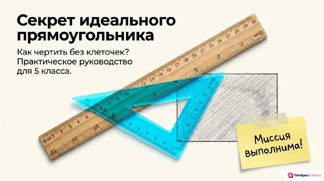 Обложка презентации к уроку «Практическая работа по теме "Построение прямоугольника с заданными сторонами на нелинованной бумаге"»