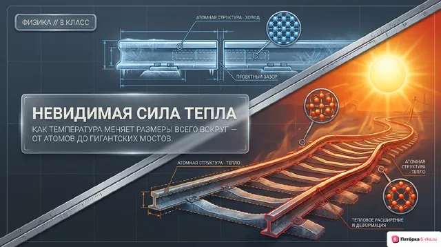 Обложка презентации к уроку «Тепловое расширение и сжатие»