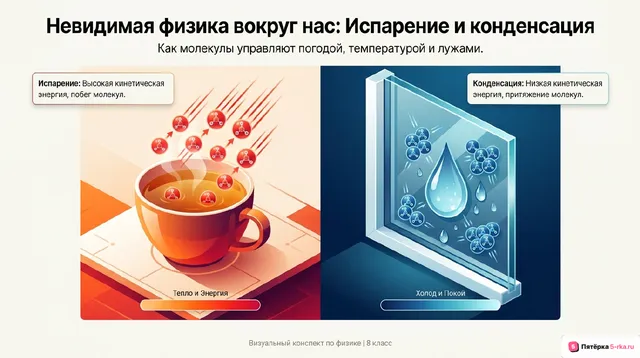 Обложка презентации к уроку «Парообразование и конденсация»