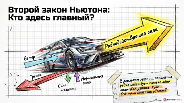 Обложка презентации к уроку «Второй закон Ньютона»