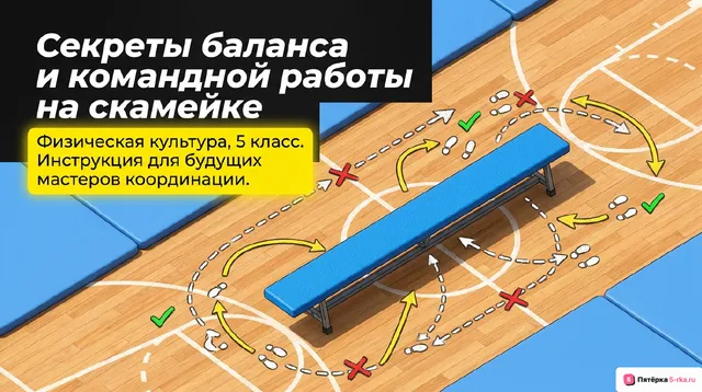 Обложка презентации к уроку «Упражнения на гимнастической скамейке»