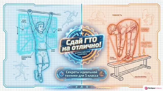 Обложка презентации к уроку «Правила и техника выполнения нормативов комплекса ГТО: подтягивание из виса на высокой перекладине – мальчики; наклон вперед из положения стоя на гимнастической скамье»