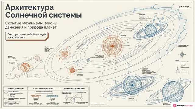 Обложка презентации к уроку «Повторительно-обобщающий урок по теме «Строение Солнечной системы»